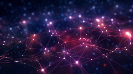 Obraz premium technology, Abstract geometric with connected lines node. Big data visualization, network connection, social networking and digital communication technology concept background