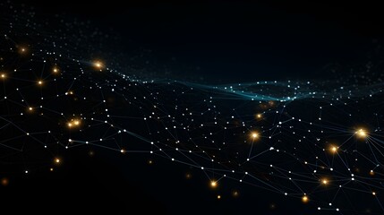 Obraz premium Blurred Data Technology Background in black Colors. Network of connected Dots and Lines 