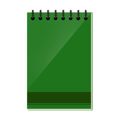 Green Spiral Notebook Illustration Isolated on White