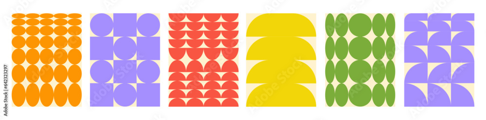 Aufkleber abstract set backgrounds of naive geometric shapes. brutal geometrical figure wave patterns. trendy 