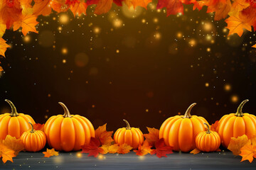 Naklejka na ściany i meble Halloween banner with pumpkins and copy space