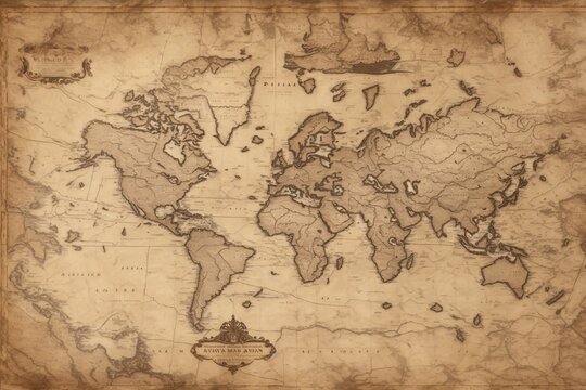Old Map, Map Background, Vintage World Map, Vintage Map Background, Old Map Paper Texture, AI Generative