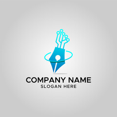 Pen Tech Growth logo design icon element vector