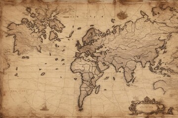 Fototapeta na wymiar Vintage Map Background, Vintage Map Paper Texture, Old Map, Map Background, World Map, AI Generative
