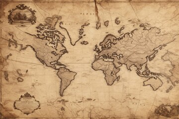 Fototapeta na wymiar Vintage Map Background, Vintage Map Paper Texture, Old Map, Map Background, World Map, AI Generative