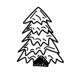 hand drawn Christmas tree icons.