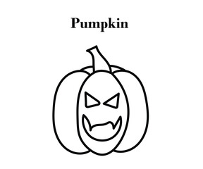 Pumpkin for Halloween or Thanksgiving line art design with vector illustrations