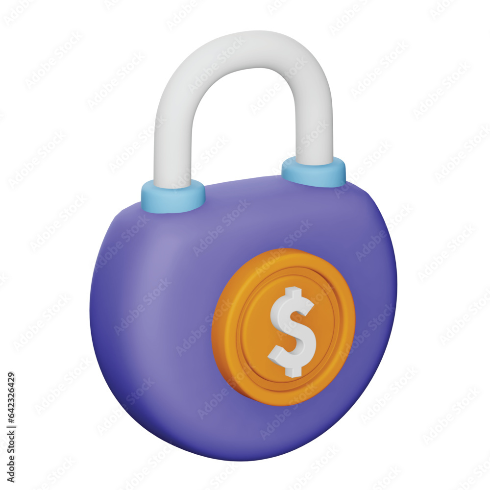 Poster lock 3d rendering isometric icon.