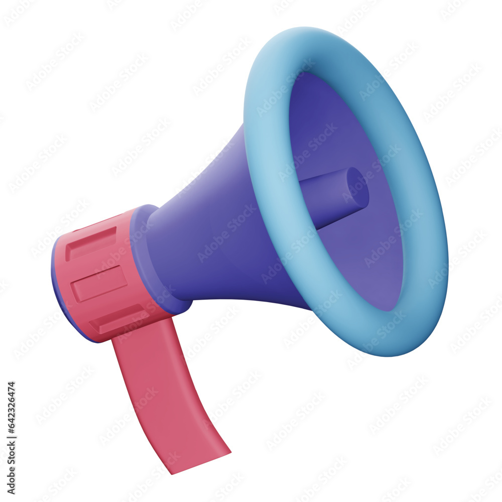Poster megaphone 3d rendering isometric icon.