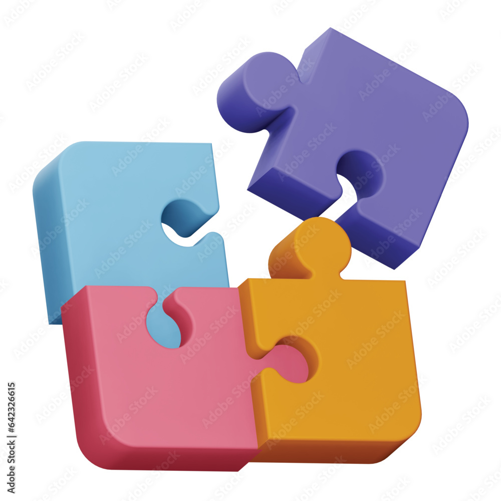 Poster puzzle 3d rendering isometric icon.