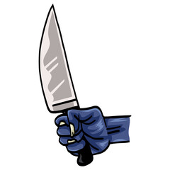 Zombie Hand Holding Knife Cartoon Drawing Illustration Design