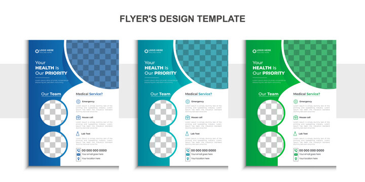 Caproate medical flyer design, healthcare flyer modern template,a4 size with 3 color template