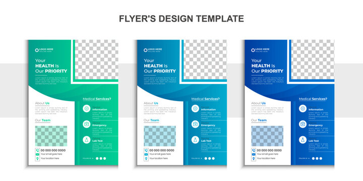 Caproate medical flyer design, healthcare flyer modern template,a4 size with 3 color template