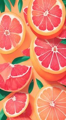 cliced cytrus fruits on abstract background, fruits on colored backgrounnd, citrus fruit slices, citrus fruit background