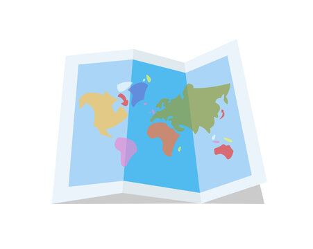 Isolated vector folded location paper map flat icon