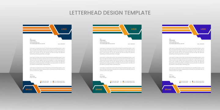 Modern corporate business letterhead 3 colorful design template
