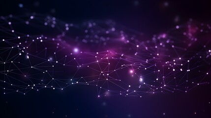 Fototapeta premium Blurred Data Technology Background in dark purple Colors. Network of connected Dots and Lines 