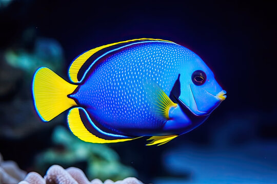 Blue surgeonfish paracanthurus hepatus or blue tang, regal tang, palette surgeonfish, Ecosystem and environment conservation