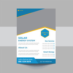 Green energy flyer design. Solar energy leaflet template. Go green save energy poster flyer design