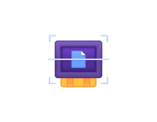 Fototapeta premium memory or device scanner. antivirus software. scan the data or files that are in storage. RAM and documents. symbol or icon. minimalist 3d illustration concept design. vector elements. white