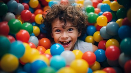 Fototapeta na wymiar Child playing in colorful balls