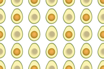 Avocado half cut seamless pattern background vector illustration