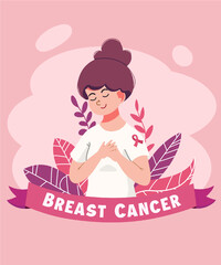 Hand drawn illustration breast cancer awareness month