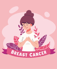 Hand drawn illustration breast cancer awareness month