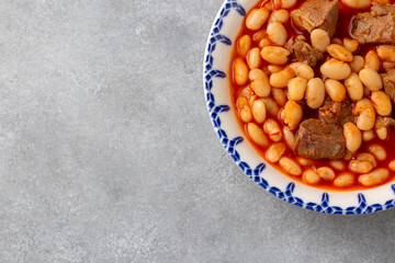 Turkish foods; dried bean, Beans with minced meat (kuru fasulye)