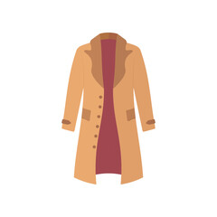 Winter or autumn clothes and cold weather accessories isolated on white background. Vector cozy clothing warm coat or outerwear fashion