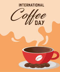 Vector international day of coffee with mug