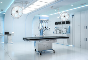 Robotic assisted surgery in operating room