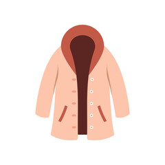 Winter or autumn clothes and cold weather accessories isolated on white background. Vector cozy clothing warm coat or outerwear fashion