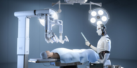 Doctor robot with robotic assisted surgery in operating room
