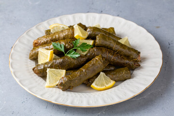 Traditional delicious Turkish foods; stuffed leaves (yaprak sarmasi)