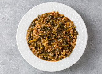 Traditional Turkish cuisine purslane dish (Turkish name; semizotu yemegi)