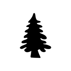 black Christmas trees, vector silhouettes