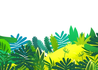 Wandaufkleber cartoon scene with jungle and animals being together as frame illustration for children © honeyflavour