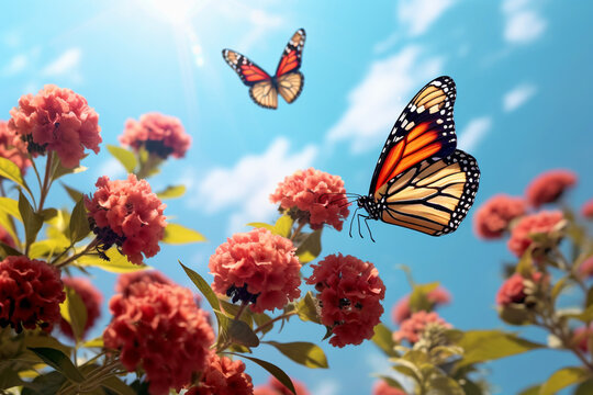 butterfly on flower background - Generative AI