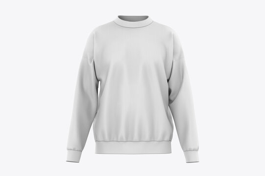 Men's blank sweatshirt template,from two sides, natural shape on invisible mannequin, for your design mockup for print, isolated on white background. 3d illustration