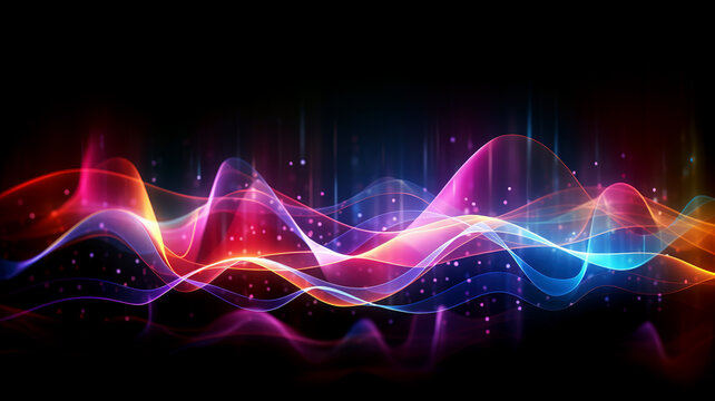 Colorful wavy background. Abstract technology banner design. Abstract sound waves.