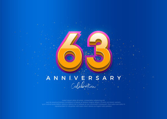 Simple and modern design for the 63rd anniversary celebration. with an elegant blue background color.