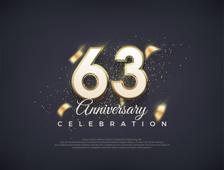 63rd anniversary number with fancy numerals. luxury premium vector design. Premium vector for poster, banner, celebration greeting.