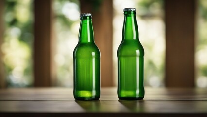3D Empty Green Beer Bottles
