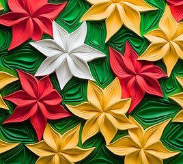 Obraz premium Beautiful bouquet of colorful modern flowers in wonderful harmony, 3D flowers.