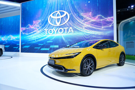 Nonthaburi, Thailand - 2023, 29 March : All New 2023 Toyota Prius in the Bangkok International Motor Show 2023 at IMPACT Muang Thong Thani.