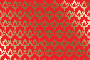 Golden luxury flowers on red background