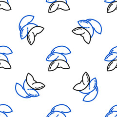 Naklejka premium Line Chinese fortune cookie icon isolated seamless pattern on white background. Asian traditional. Colorful outline concept. Vector