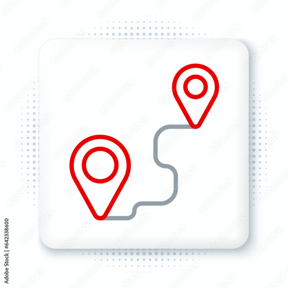 Poster line route location icon isolated on white background. map pointer sign. concept of path or road. gp