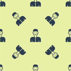 Blue Positive thinking icon isolated seamless pattern on yellow background. Vector